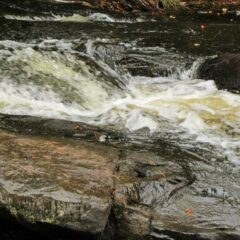 Fast moving water over rocks